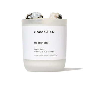Moonstone Crystal Intention Candle – Whole & Connected