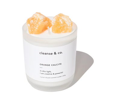 Orange Calcite Crystal Candle – Creative & Powerful