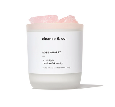 Rose Quartz Crystal Candle – Loved & Worthy