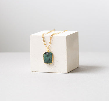Emerald Rectangular Gem Tablet – Gold Vermeil