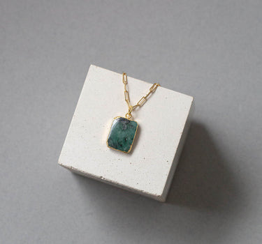 Emerald Rectangular Gem Tablet – Gold Vermeil