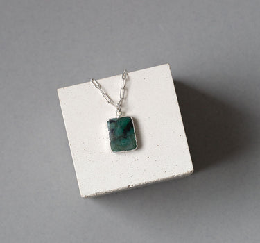Emerald Rectangular Gem Tablet – Sterling Silver