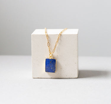 Lapis Lazuli Rectangular Gem Tablet – Gold Vermeil