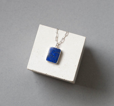 Lapis Lazuli Rectangular Gem Tablet – Sterling Silver